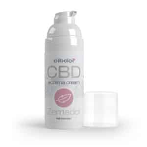 A bottle of Zemadol, nurturing CBD cream with a white background.