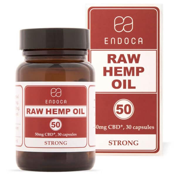 Endoca CBD Capsules 15% (30 pcs) raw hemp oil capsules.