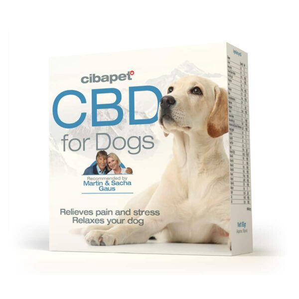 A box of CBD pastilles for dogs (3.2 mg).
