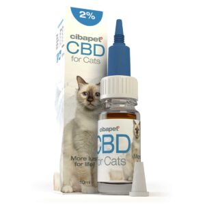 Een flesje Cibapet CBD olie 2% voor katten (10ml) voor katten.