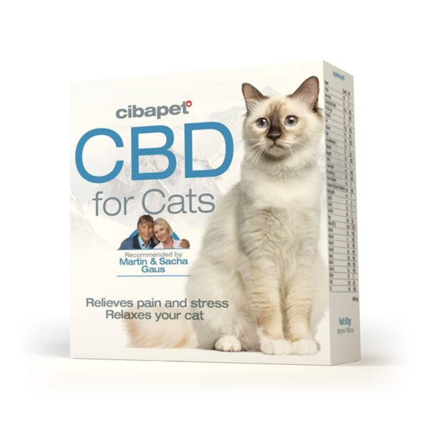 A box of CBD pastilles for cats (1,3mg).