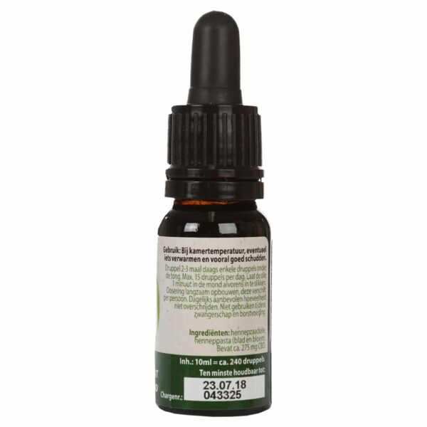 A bottle of Jacob Hooy CBD Oil 2,75% (10ml) on a white background.