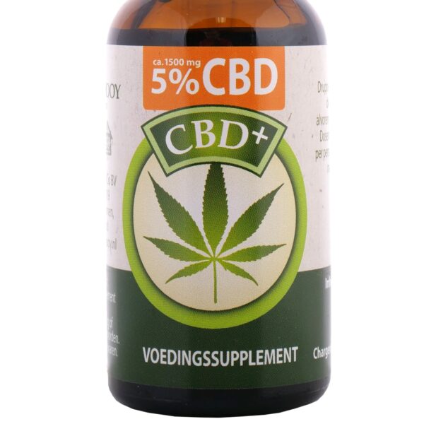 A bottle of Jacob Hooy CBD Oil 5% (10ml) with a label on it.