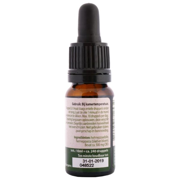 A bottle of Jacob Hooy CBD Oil 5% (10ml) on a white background.