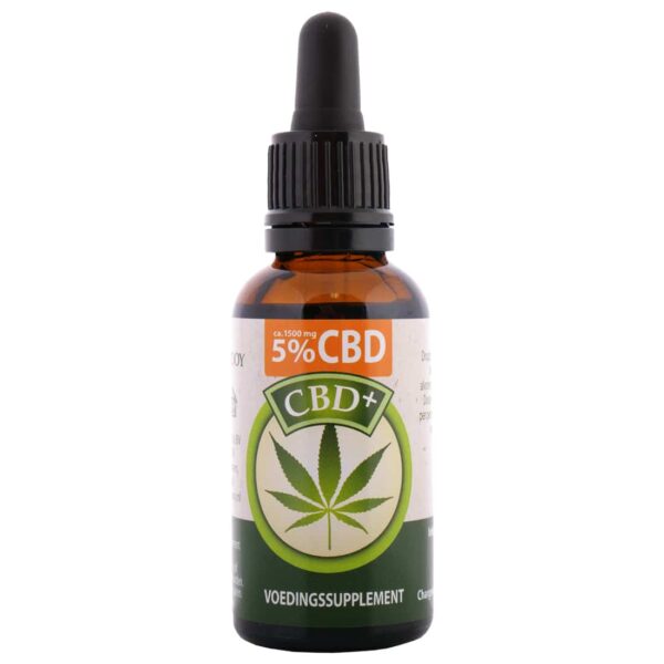 A bottle of Jacob Hooy CBD Oil 5% (30ml) on a white background.