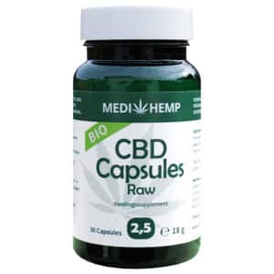 Medihemp CBD Kapseln 2,5 % (12,5 mg) in Hanf-CBD-Kapseln.