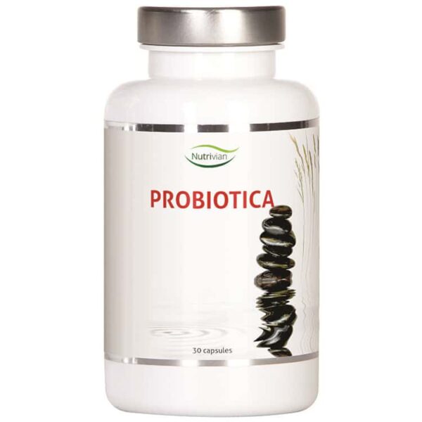 A bottle of Nutrivian Probiotics (60 pieces) on a white background.