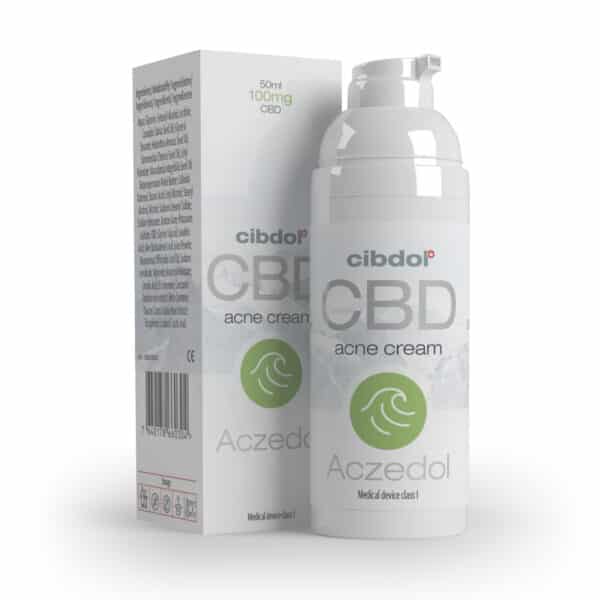 Aczedol, purifying CBD cream (against pimples) with a box.